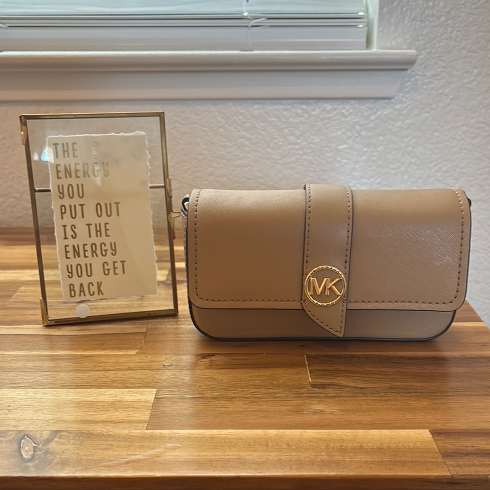 Michael Kors Tan Leather Crossbody Bag with Gold Hardware